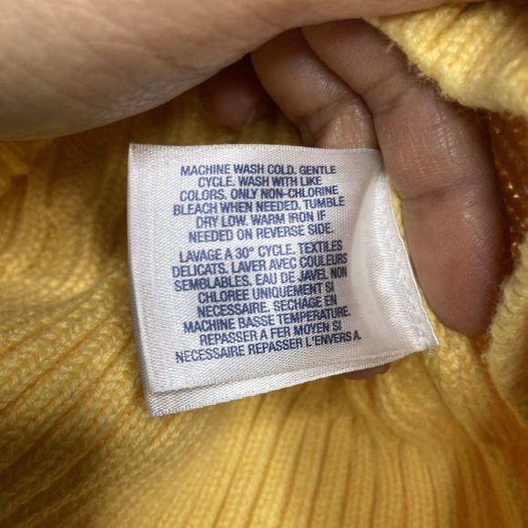 Ralph Lauren Size 7 Yellow Girls Cable Knit Sweater EUC Quarter Button Ruffle S - Picture 8 of 9